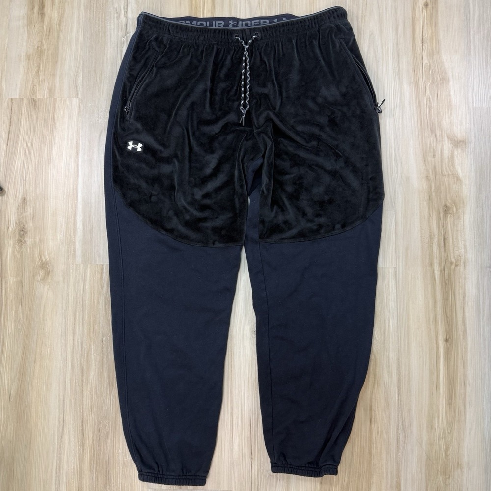 Under Armour Mens Loose Jogger Fleece Black Size 2XL Drawstring Velvet Plush